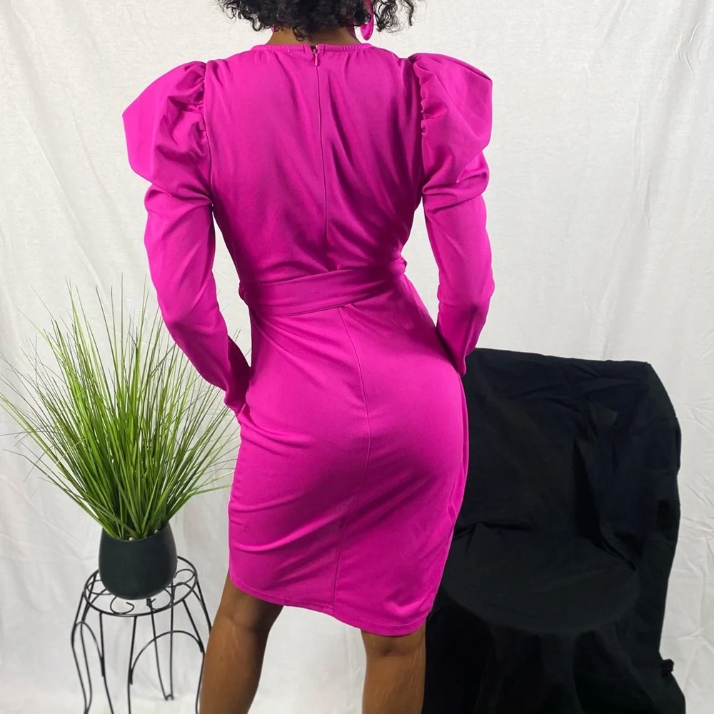 Pink Mutton Sleeve Dress - Picture 5 of 5